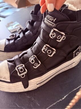 ASH Black High-Top Sneakers with Silver Buckles